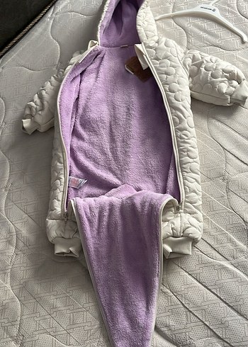 Kapüşonlu Beyaz Kız Bebek astronot mont tulum - Görsel 2