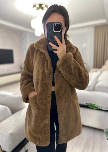 Only Kahverengi Midi Boy Suni Kürk Mont