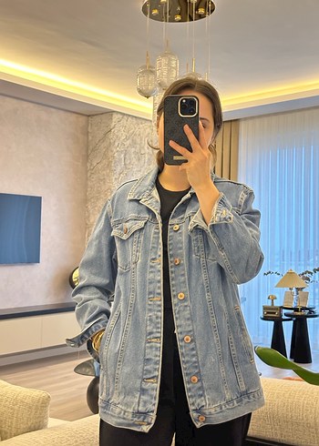 Dilvin Düğmeli Kadın Mavi Denim Ceket