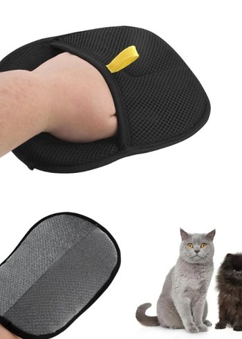 Siyah-Sarı Kedi Tüyü Temizleme Eldiveni - Görsel 3