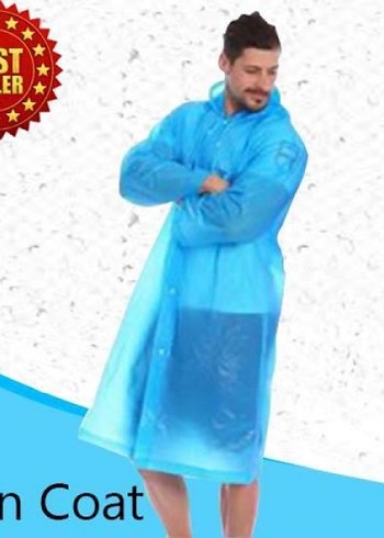 Kadın Mavi Uzun Rahat Yağmurluk - Görsel 2