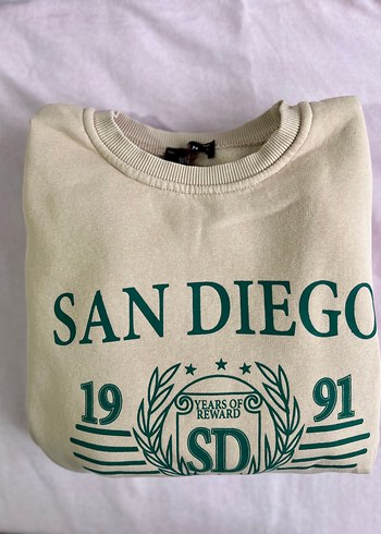 Yeşil Baskılı Kadın Ekru Sweatshirt