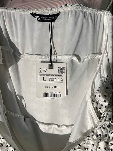 l Beden beyaz Renk Zara puantiyeli elbise