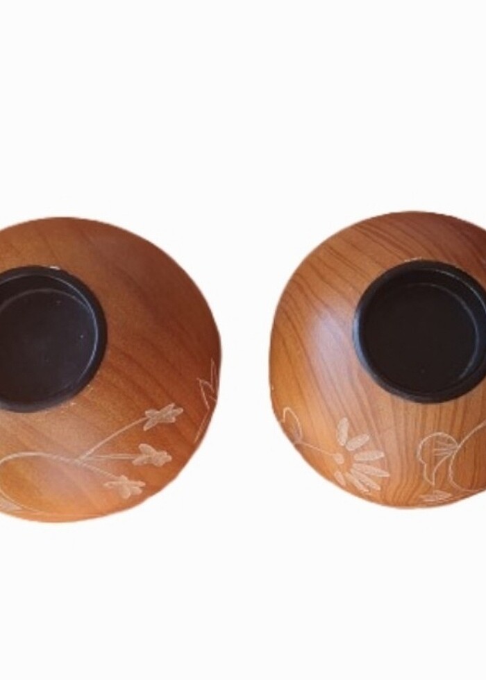 Rainforest 2 li Ahsap El Yapımı Top Mumluk Seti - Görsel 2