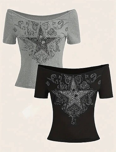 Grunge y2k Gri T-Shirt cifti