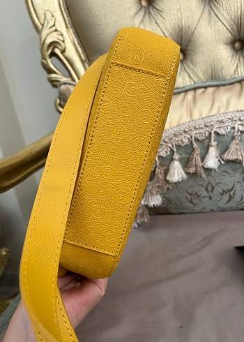 Sarı Deri Minimalist Kadın Çanta - Görsel 4