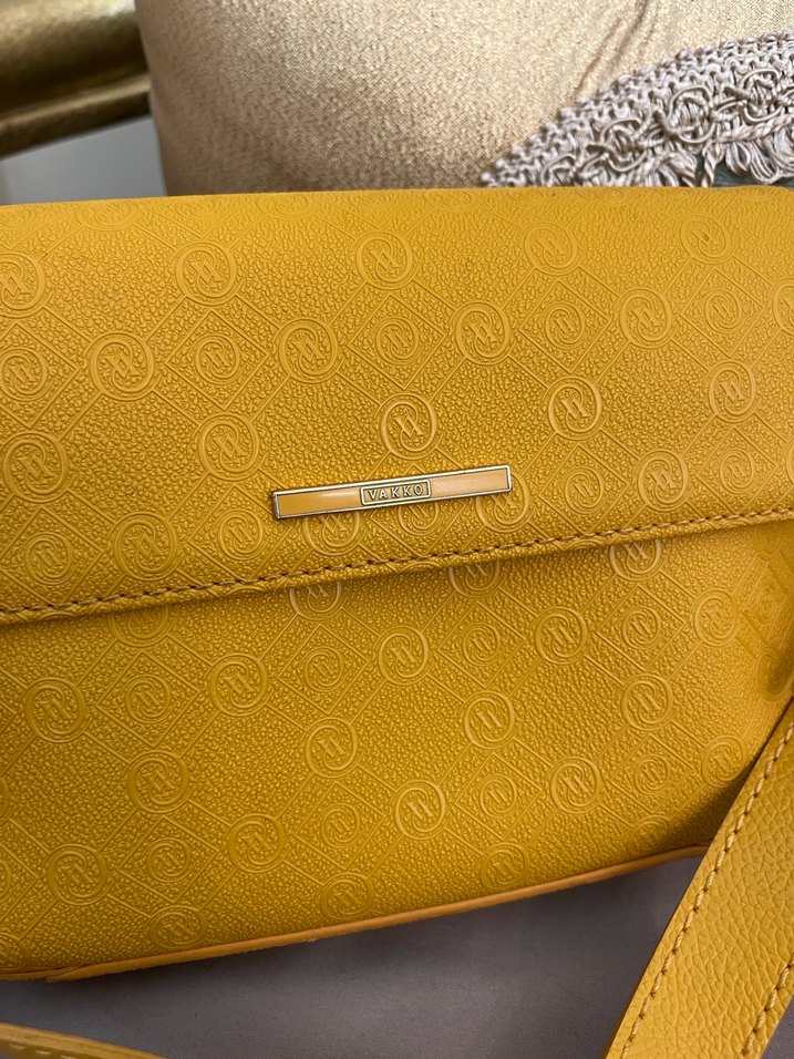Sarı Deri Minimalist Kadın Çanta - Görsel 5