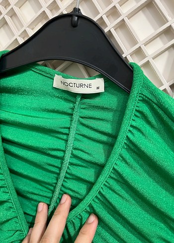 Yeşil Drapeli Uzun Kalem Elbise - Görsel 6