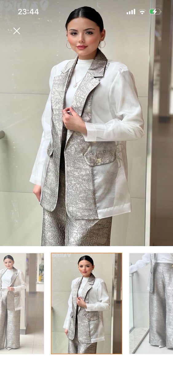 İşlemeli Şeffaf Mini Kadın Blazer - Görsel 4