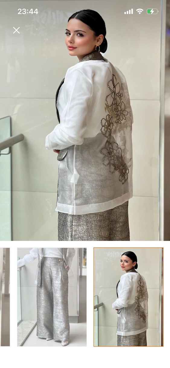 İşlemeli Şeffaf Mini Kadın Blazer - Görsel 3