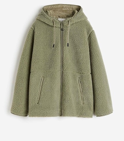 H&M Haki Peluş Kapişonlu