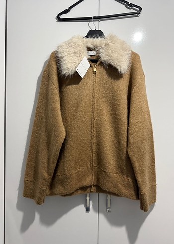 Camel Yumuşak Yaka Detaylı Midi Kadın Peluş Ceket - Görsel 3