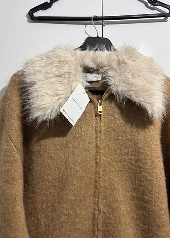 Camel Yumuşak Yaka Detaylı Midi Kadın Peluş Ceket - Görsel 6