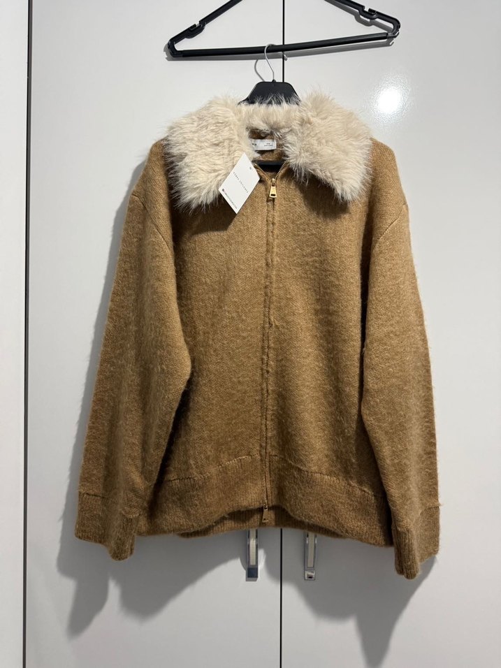 Camel Yumuşak Yaka Detaylı Midi Kadın Peluş Ceket - Görsel 3