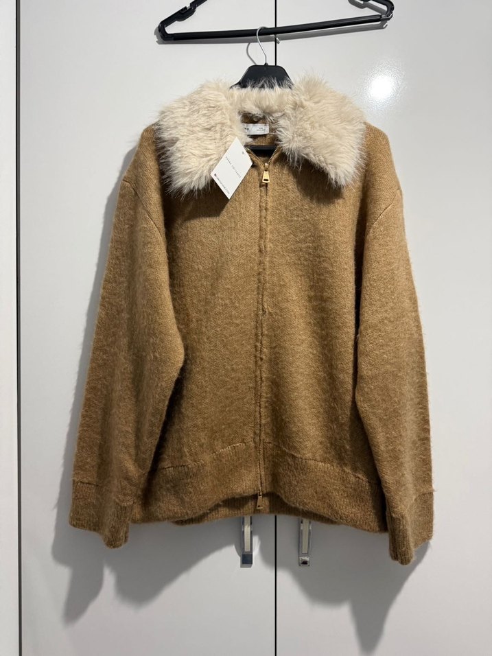 Camel Yumuşak Yaka Detaylı Midi Kadın Peluş Ceket - Görsel 4