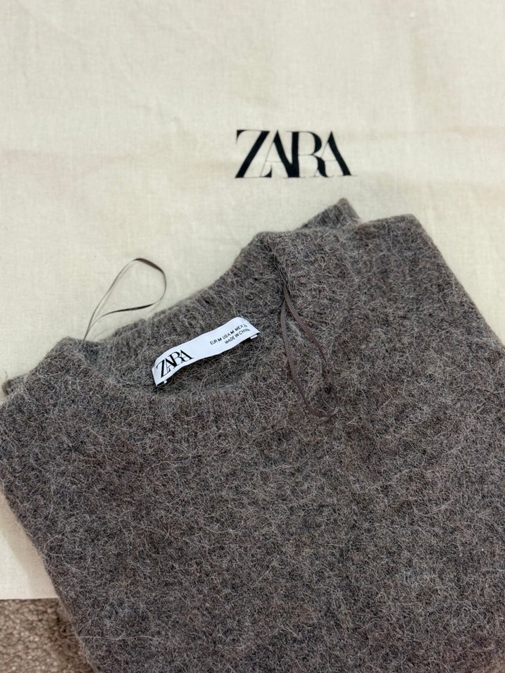 Zara Kahverengi Kadın Örgü Yün Kazak - Görsel 2