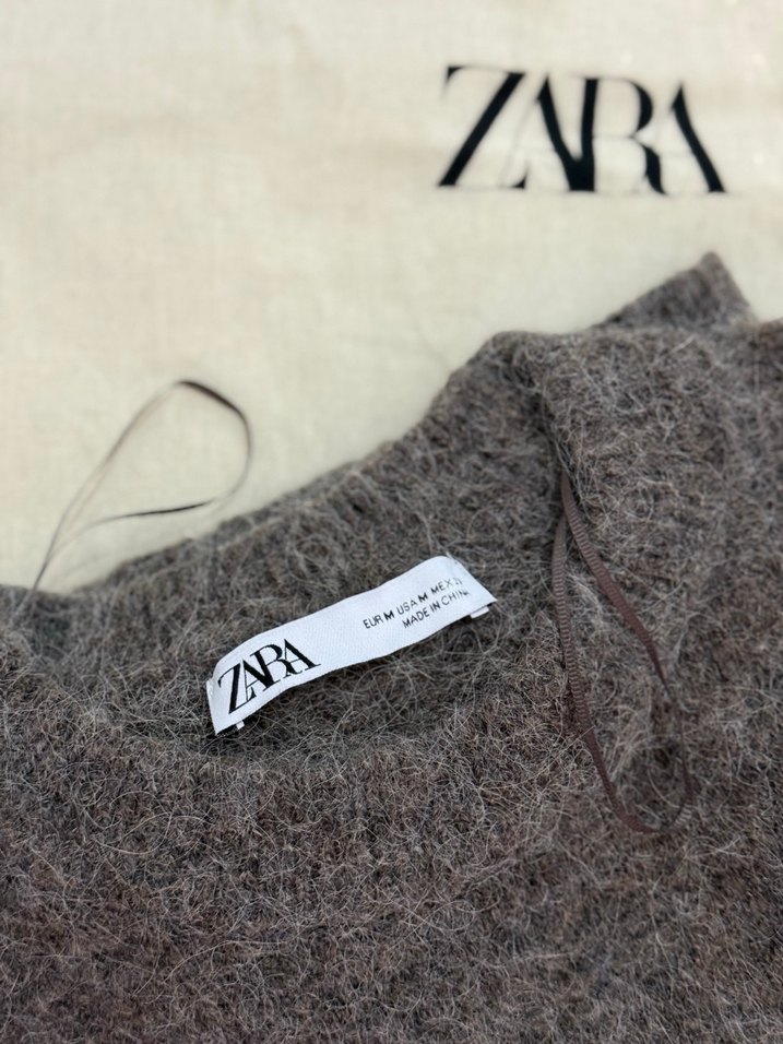 Zara Kahverengi Kadın Örgü Yün Kazak - Görsel 3