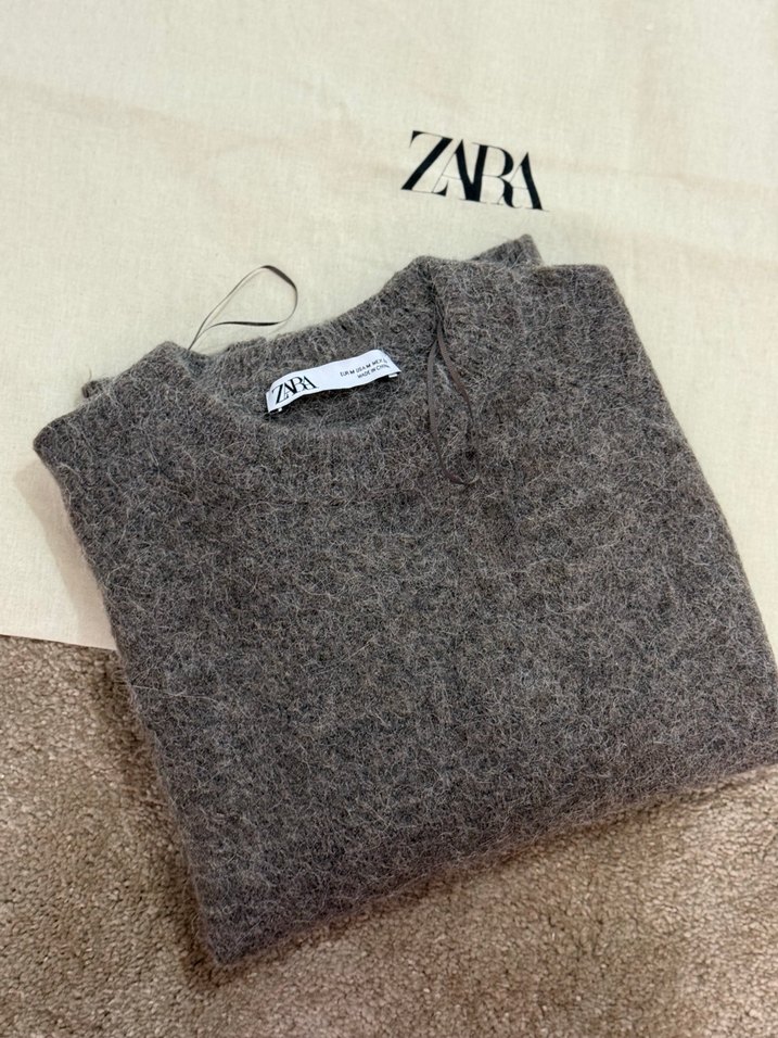 Zara Kahverengi Kadın Örgü Yün Kazak - Görsel 5