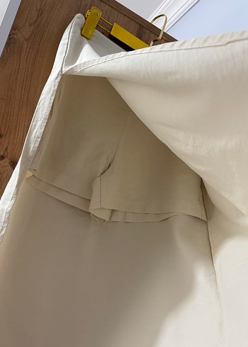 Bej Keten Uzun Kadın Etek Şortlu - Görsel 6