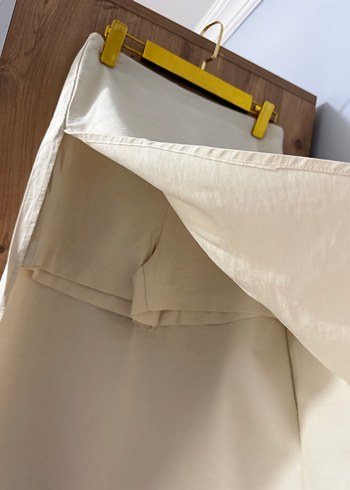Bej Keten Uzun Kadın Etek Şortlu - Görsel 7