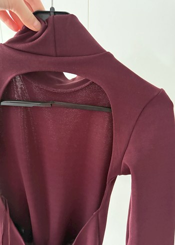 Bordo Drapeli Mini Kadın Elbise - Görsel 10