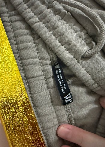 Zara Bej Kadın pamuklu  Bol Kesim Eşofman Altı - Görsel 9