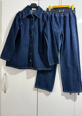 Kadın Lacivert Denim Ceket ve Pantolon Takımı - Görsel 5