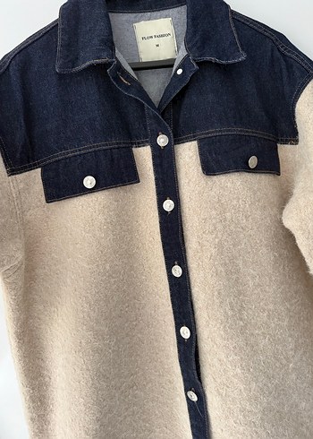 Kadın Krem Geniş Kesim Denim Ceket - Görsel 9