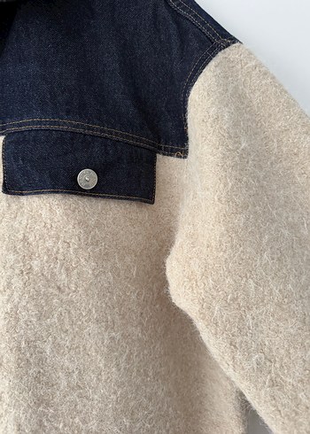 Kadın Krem Geniş Kesim Denim Ceket - Görsel 10