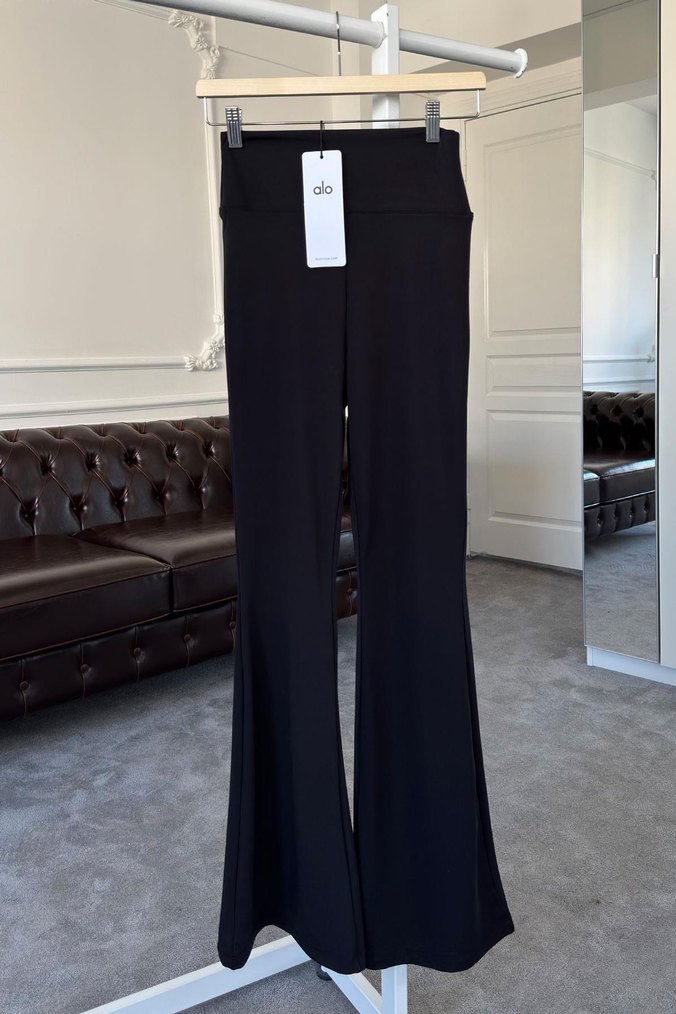 Alo Siyah Rahat Kesim İspanyol Paça Kadın Pantolon - Görsel 2