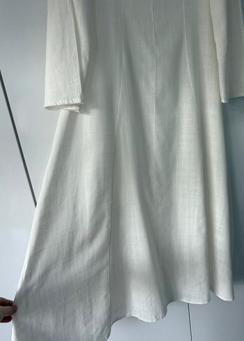 Bohem Tarz Beyaz Uzun Keten Elbise - Görsel 9