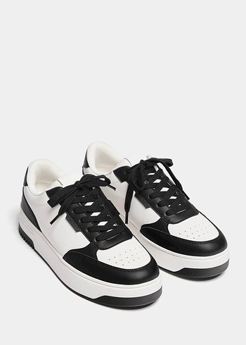 Pull bear Kadın Siyah Beyaz Spor Ayakkabı - Görsel 2