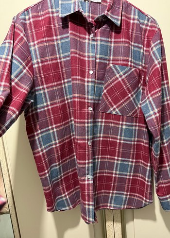 Kadın bordo Gri Ekose Uzun Kollu Gömlek - Görsel 11