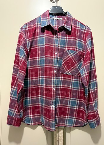 Kadın bordo Gri Ekose Uzun Kollu Gömlek - Görsel 6