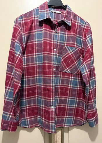 Kadın bordo Gri Ekose Uzun Kollu Gömlek - Görsel 9