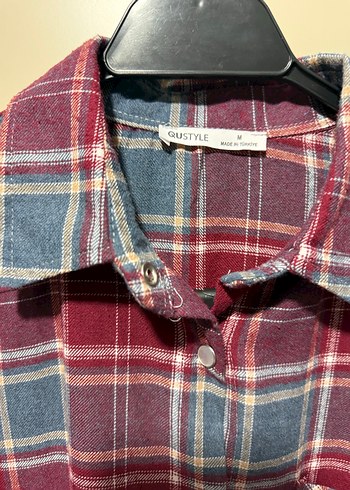 Kadın bordo Gri Ekose Uzun Kollu Gömlek - Görsel 12