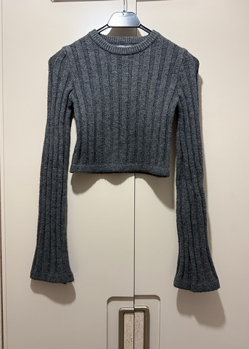 Bershka Gri Triko Kadın Kazak - Görsel 8