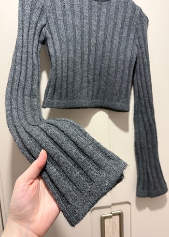 Bershka Gri Triko Kadın Kazak - Görsel 12