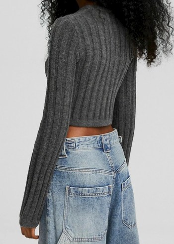 Bershka Gri Triko Kadın Kazak - Görsel 4