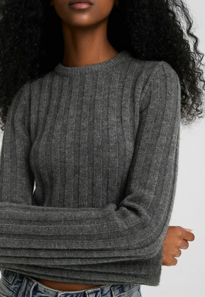 Bershka Gri Triko Kadın Kazak - Görsel 3