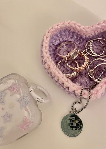 Accessorize Pembe Kalp Örgü Sepet