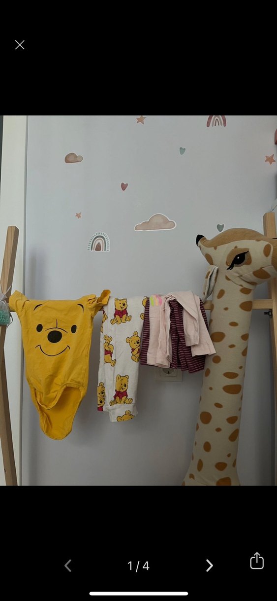 Sarı Winnie the Pooh Bebek Tulumu 3-6 ay h&m - Görsel 2