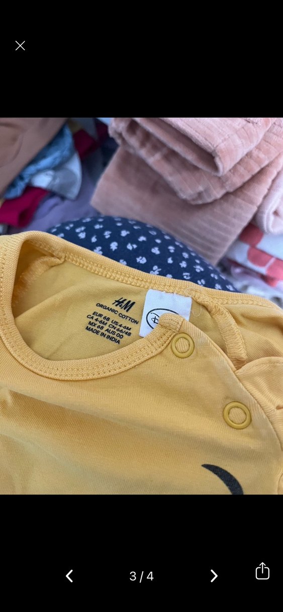 Sarı Winnie the Pooh Bebek Tulumu 3-6 ay h&m - Görsel 3