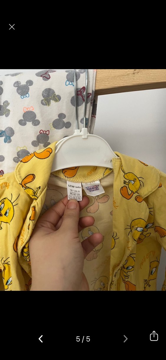 Sarı Tweety Desenli Çocuk pijama takımı 18-24 ay - Görsel 2