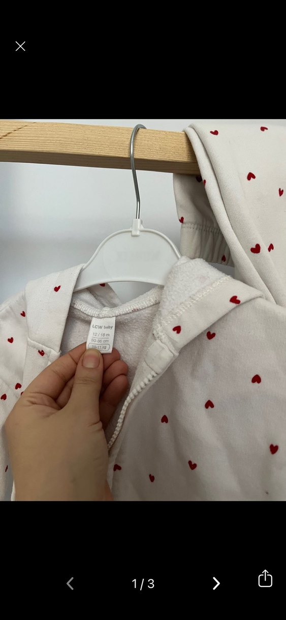 Beyaz Kalp Desenli Çocuk eşofman takımı 12-18 ay - Görsel 2