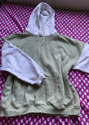 Yeşil Kapüşonlu Pamuklu Oversize Sweatshirt