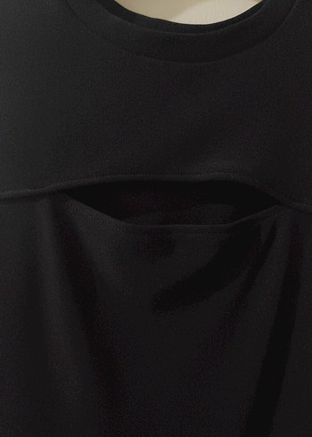 Pull and Bear Siyah V Yaka Midi Kalem Elbise