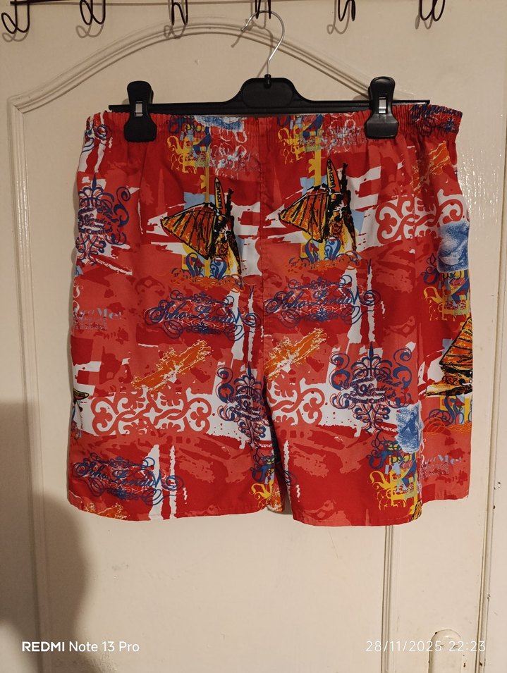 Rahat Kesim Kırmızı Tie-Dye Erkek Şort - Görsel 2