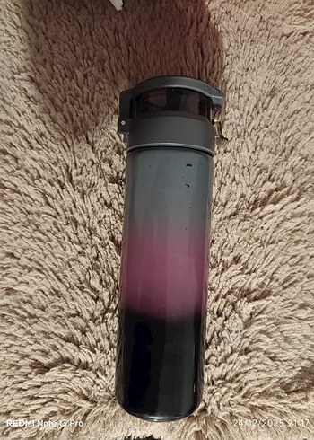 Siyah  Termos Şişesi Zaman İşaretli - Görsel 2