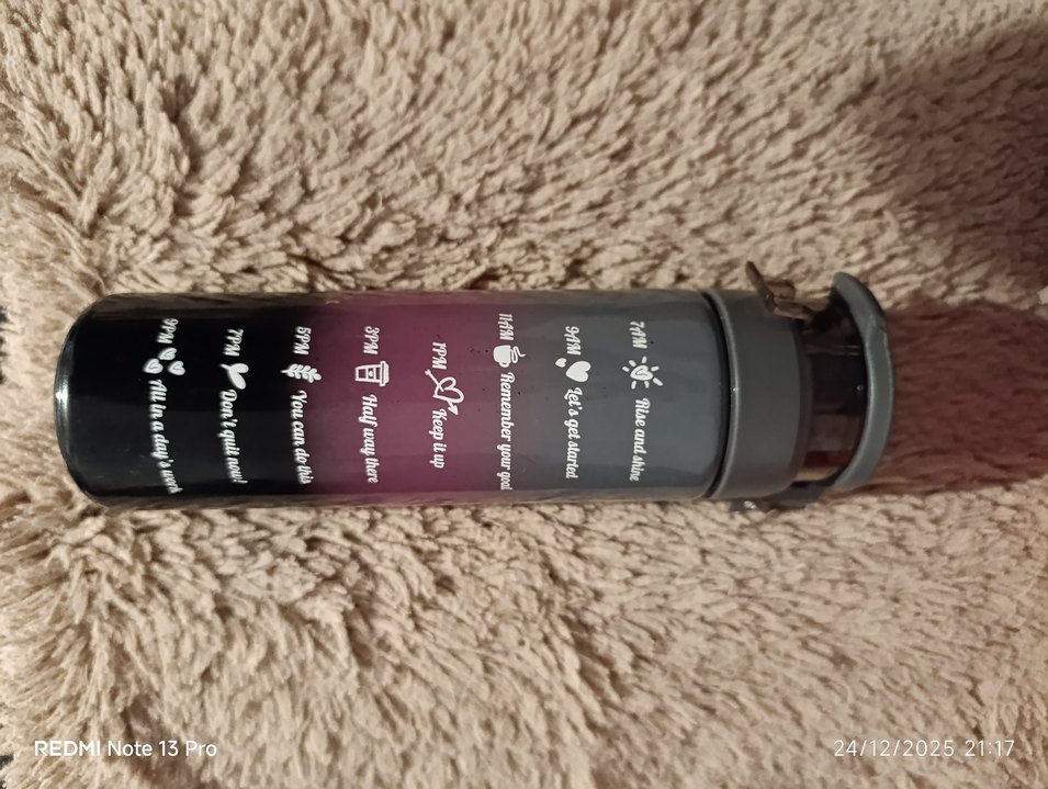 Siyah  Termos Şişesi Zaman İşaretli - Görsel 3